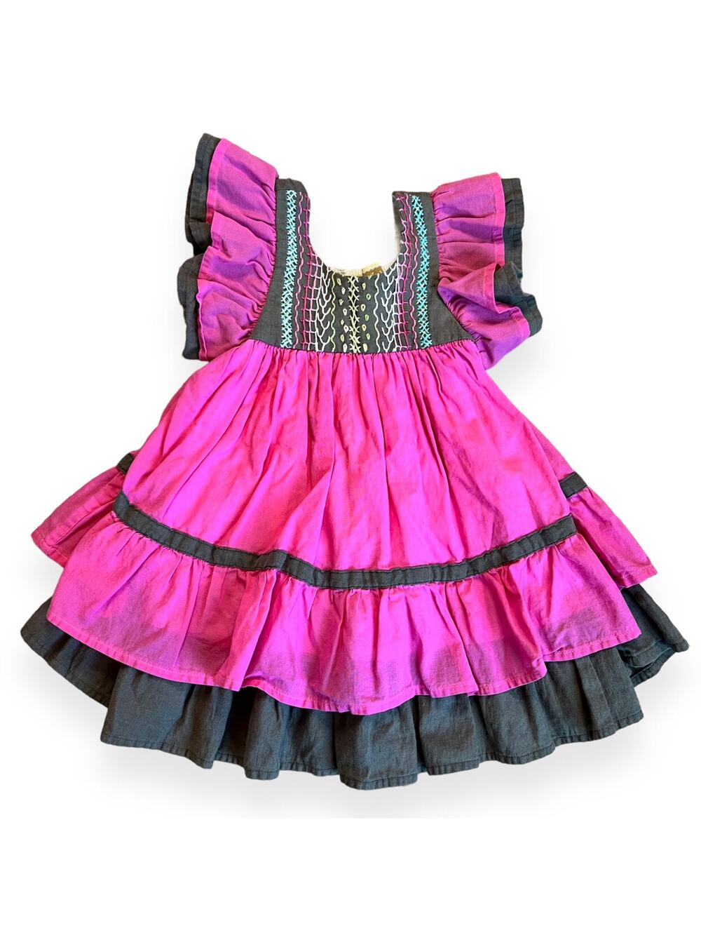 Well Dressed Wolf Pink/Brown Gypsy Flutter Dress 12m